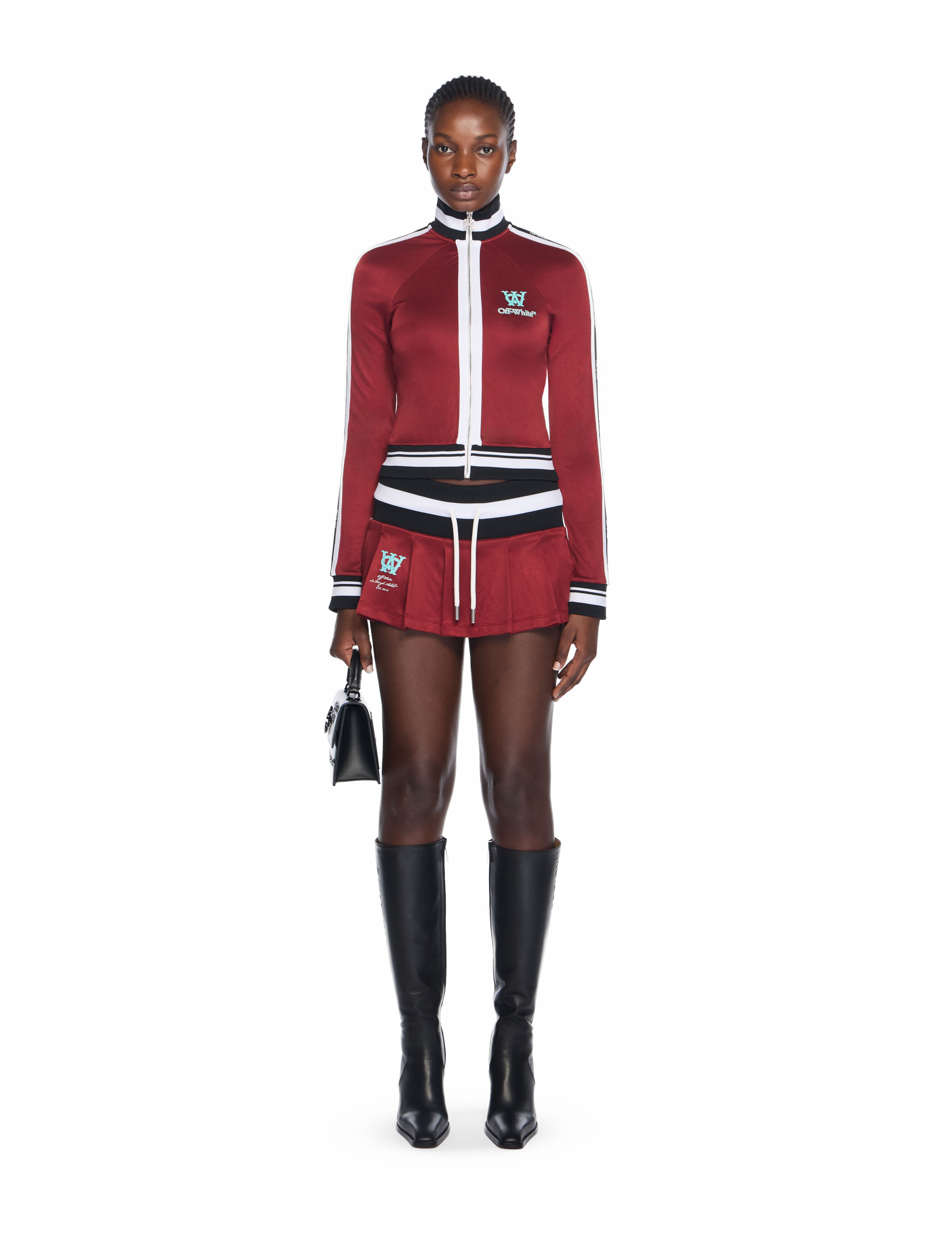 Track Pleated Serena Skirt OFF WHITE Track Pleated Serena Skirt RED DAHLIA-BLUEBIRD OWCN001F25JER001