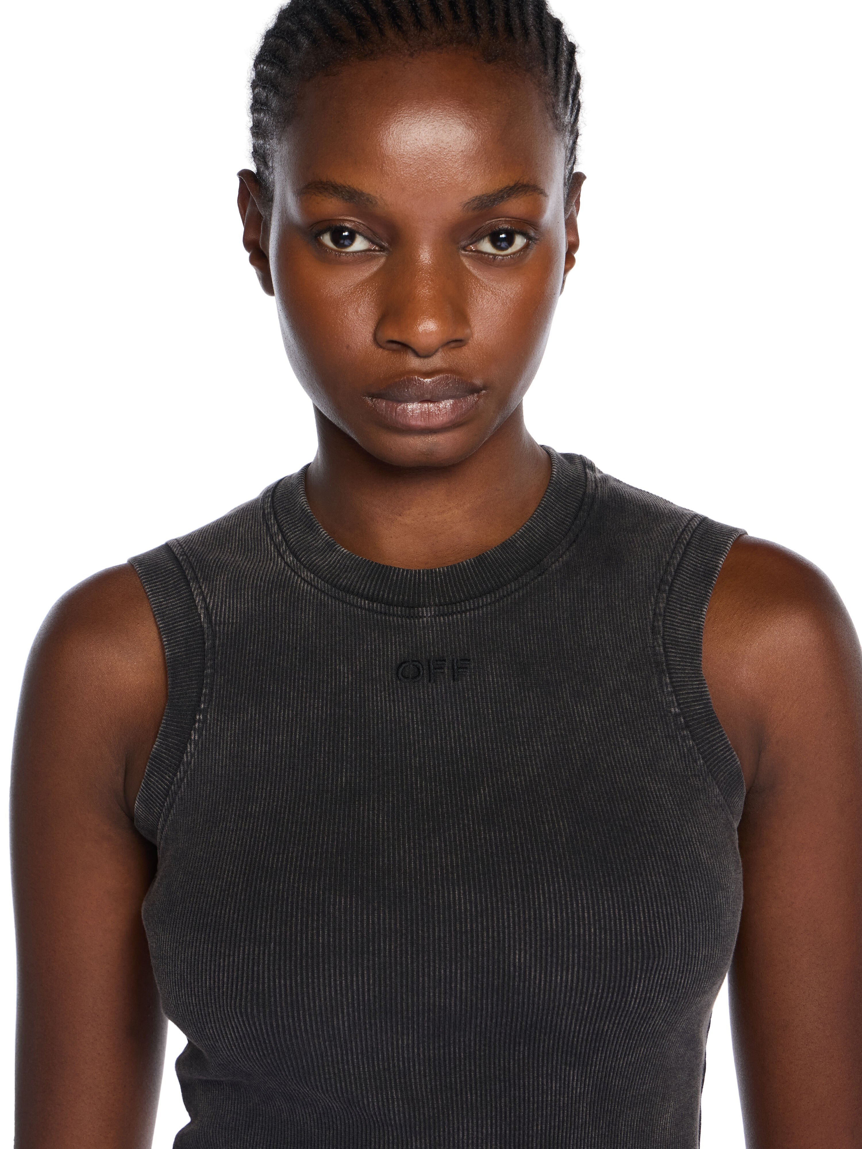 Off Stamp Ribbed Kat Mini Dress OFF WHITE Off Stamp Ribbed Kat Mini Dress MARBLE BLACK-BLACK OWDB560F25JER001