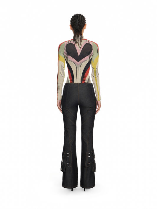 OFF WHITE Den Pkt Belt Flare Pants Black Tabacco 2LM00240G