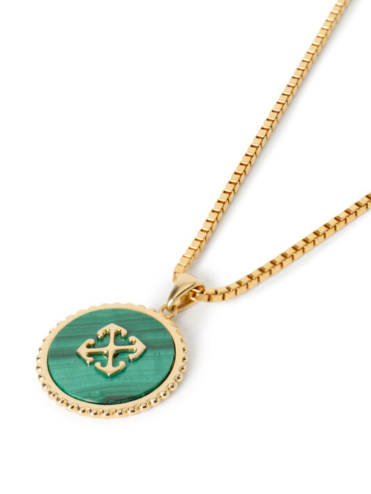 Arrow Malachite Medallion Necklace OFF WHITE Arrow Malachite Medallion Necklace STERLING SILVER C06050