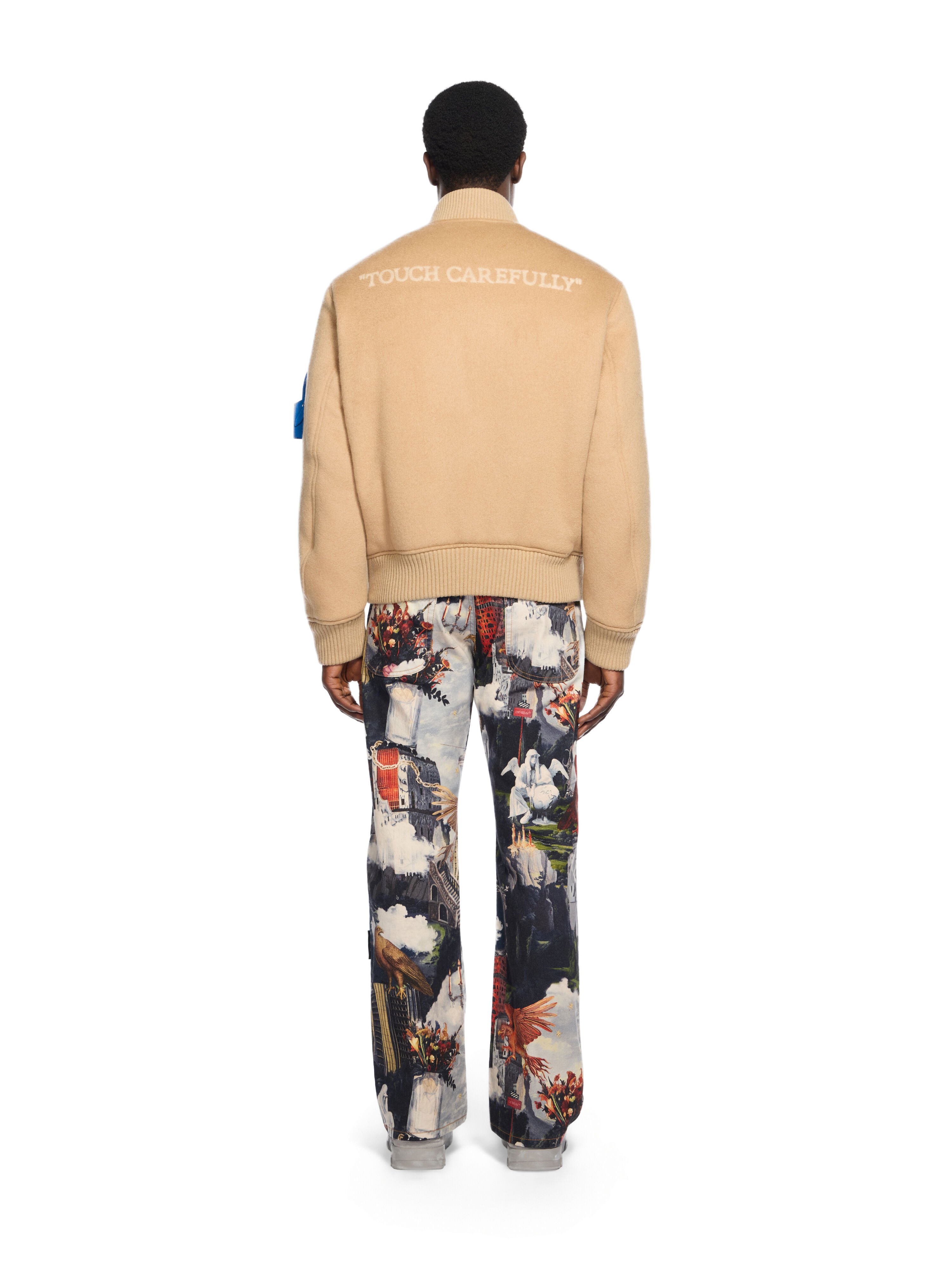 OFF WHITE Quote Bomber Jacket DOE - LIGHT BROWN OMEH05JF25FAB001