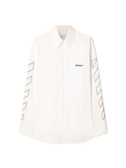 OFF WHITE White Diagonal Outline Overshirt WHITE OMGE004S25FAB002