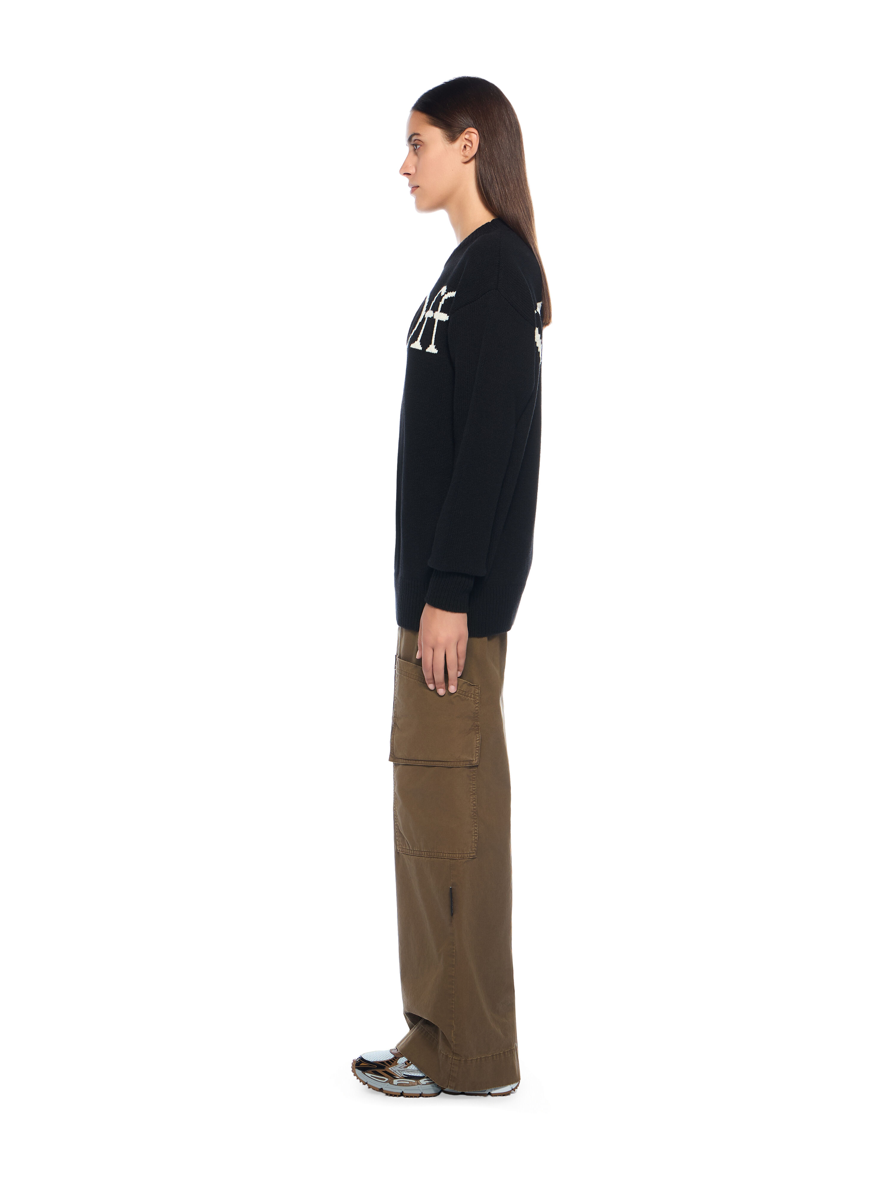 OFF WHITE Bookish Shared Knit Crewneck BLACK - WHITE OWHE10OF25KNI002