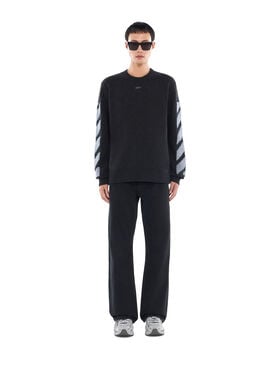 OFF WHITE Diagonals Fuzzy Knit Crewneck ANTRACITE 44MHE087F26K002