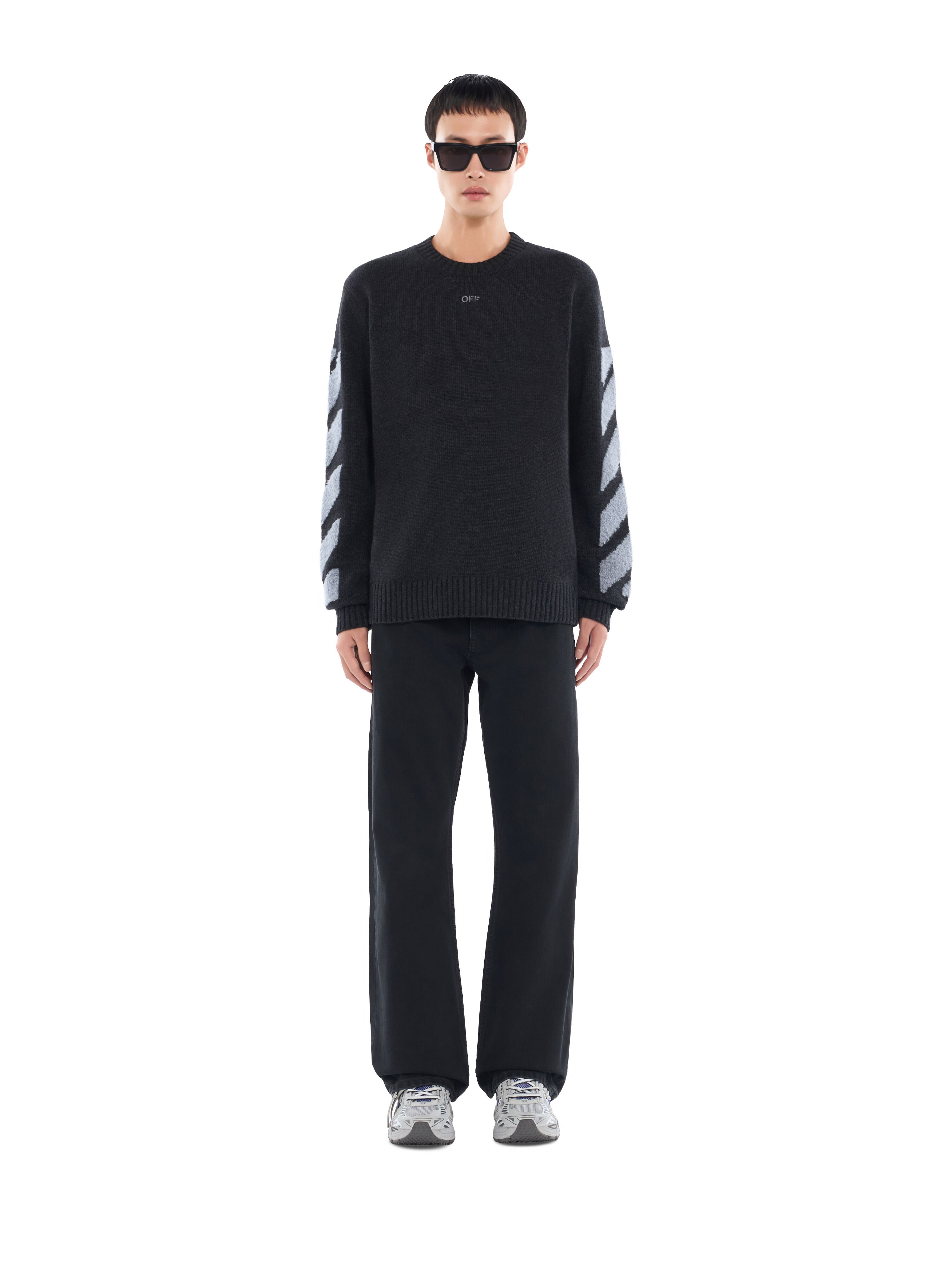 Diagonals Fuzzy Knit Crewneck OFF WHITE Diagonals Fuzzy Knit Crewneck ANTRACITE 44MHE087F26K002