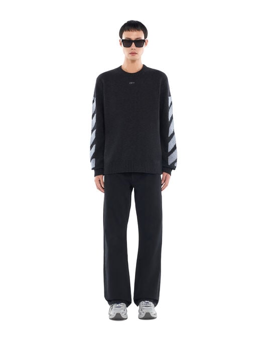 Diagonals Fuzzy Knit Crewneck OFF WHITE Diagonals Fuzzy Knit Crewneck ANTRACITE 44MHE087F26K002