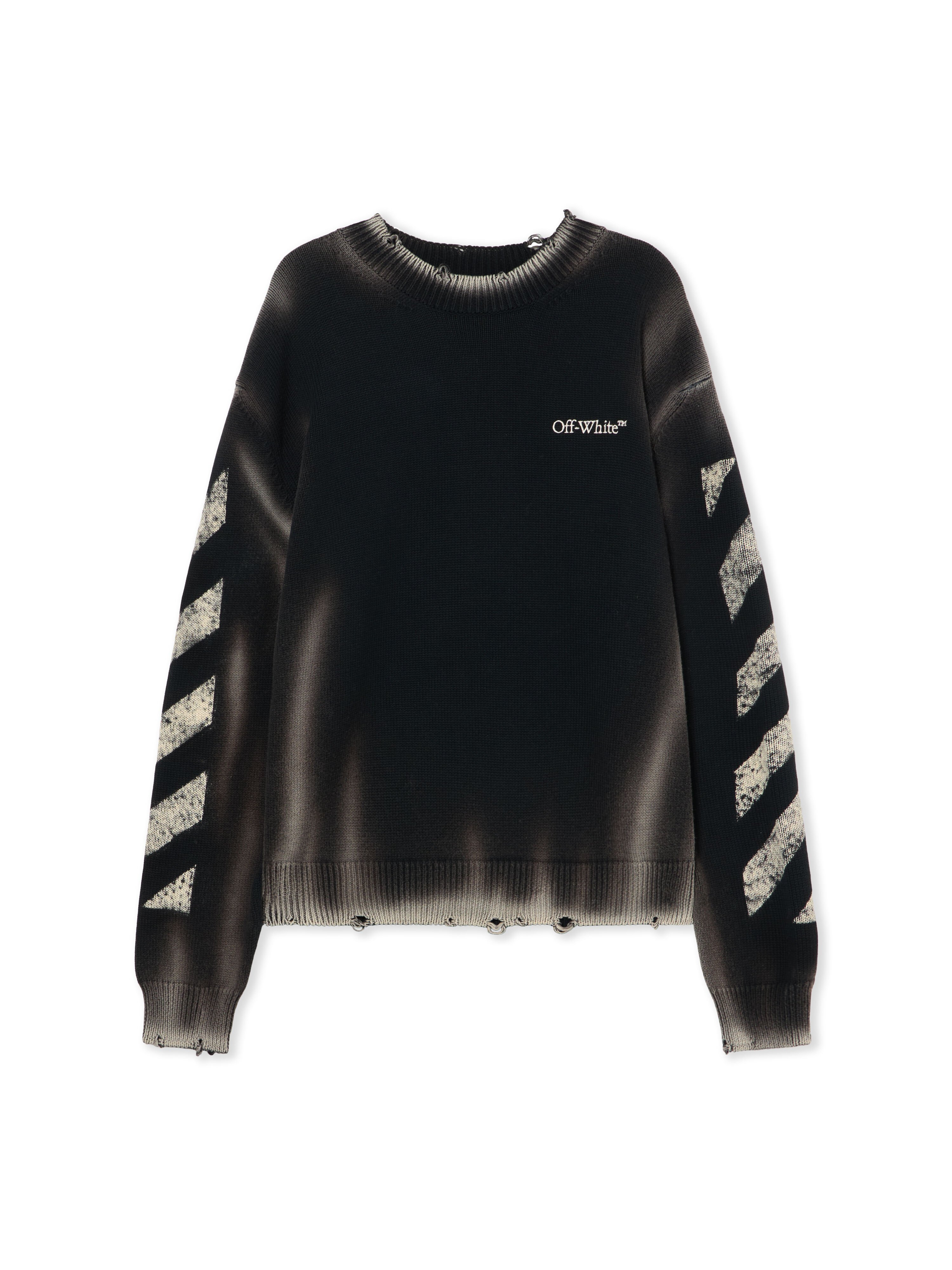 OFF WHITE Diag Corrosion Crewneck Sweater BLACK 44MHE20US26K003