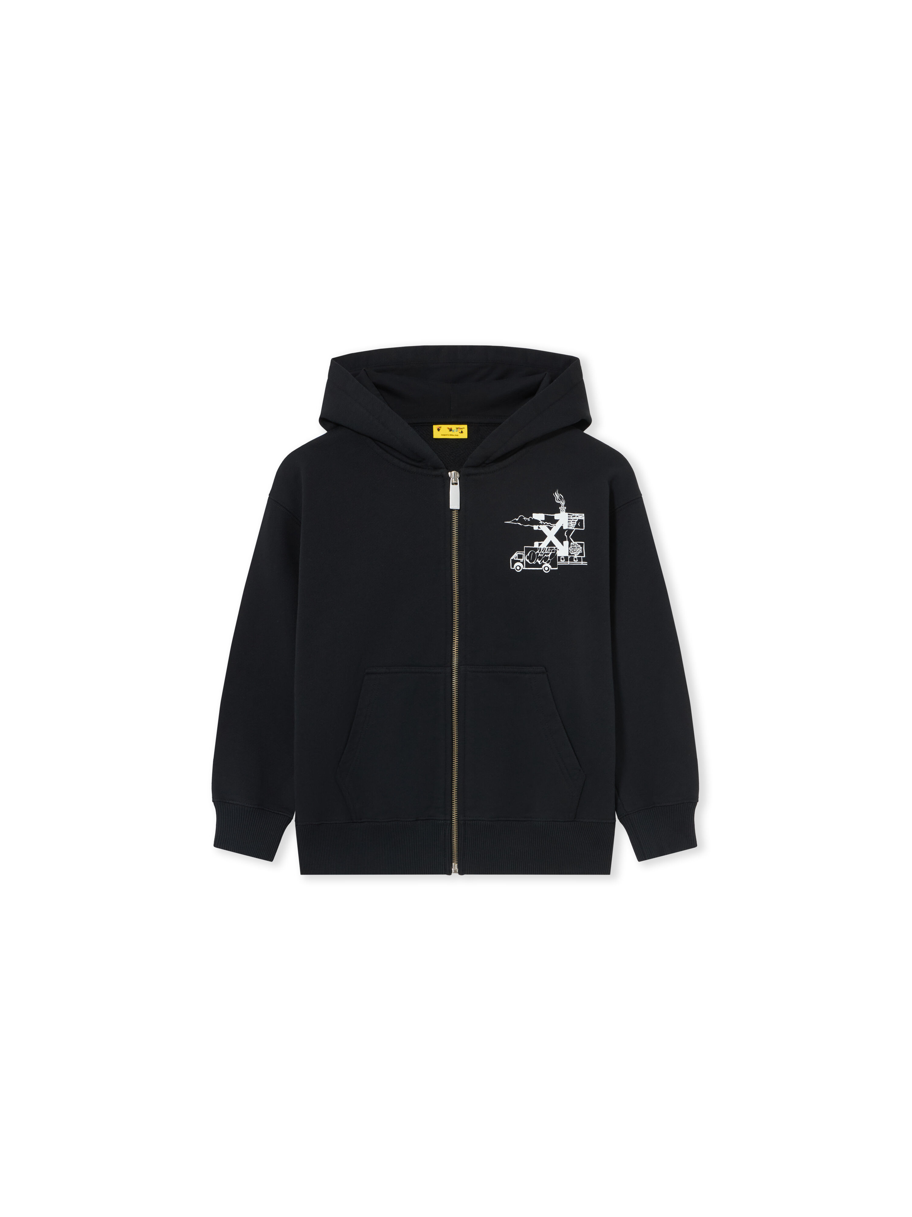 OFF WHITE Graffiti Hoodie Zip Up BLACK 44BBE001S26F001