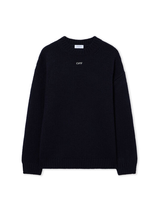 OFF WHITE Maxi Arrow Embroidered Knit Crewneck BLUE GRAPHITE 44MHE212F26K001