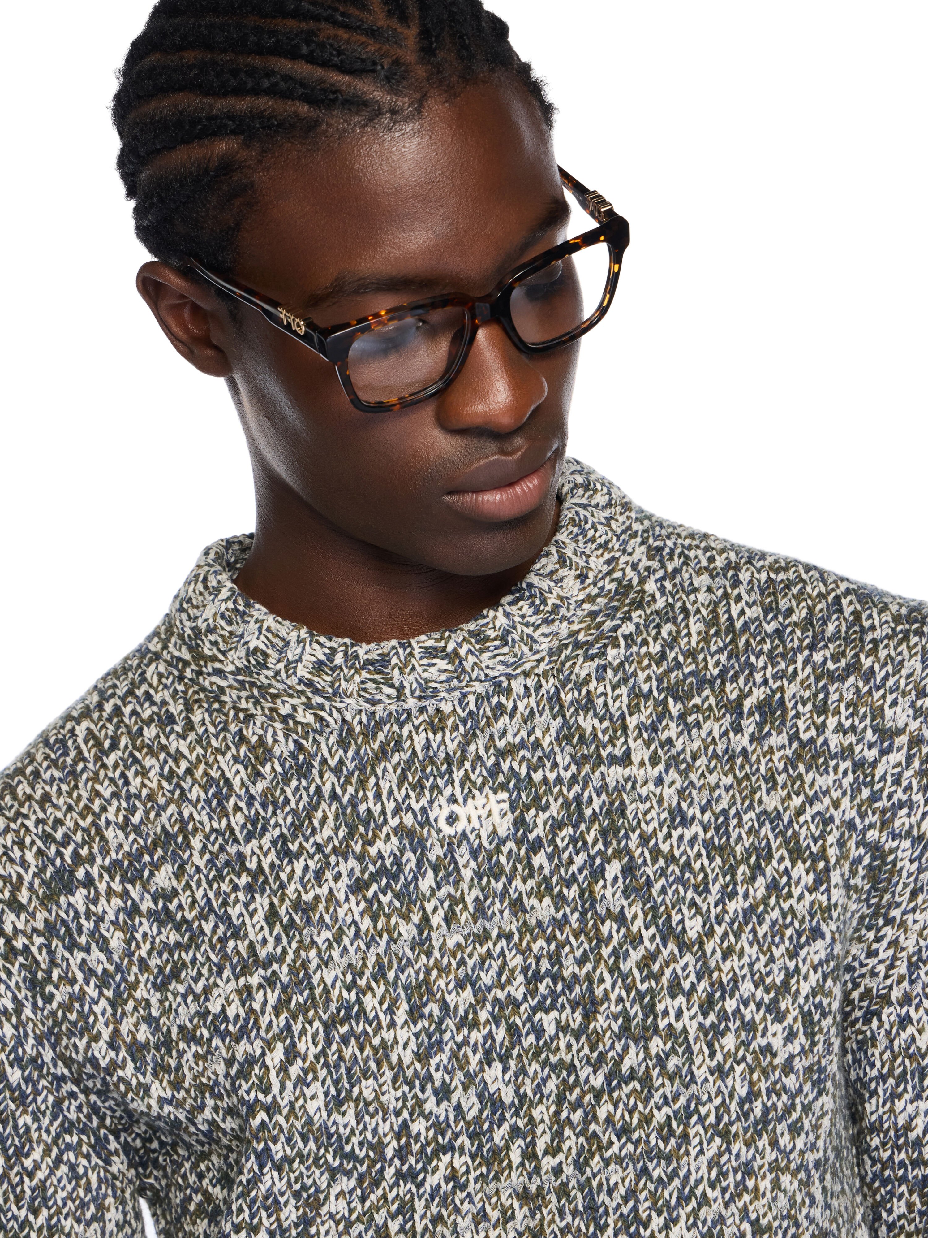 Diagonal Arrow Mouliné Knit Crewneck Sweater OFF WHITE Diagonal Arrow Mouliné Knit Crewneck Sweater BEECH MOULINÈ - BEECH OMHE20HF25KNI001