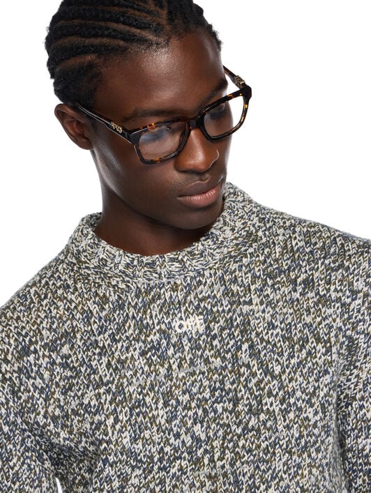 Diagonal Arrow Mouliné Knit Crewneck Sweater OFF WHITE Diagonal Arrow Mouliné Knit Crewneck Sweater BEECH MOULINÈ - BEECH OMHE20HF25KNI001