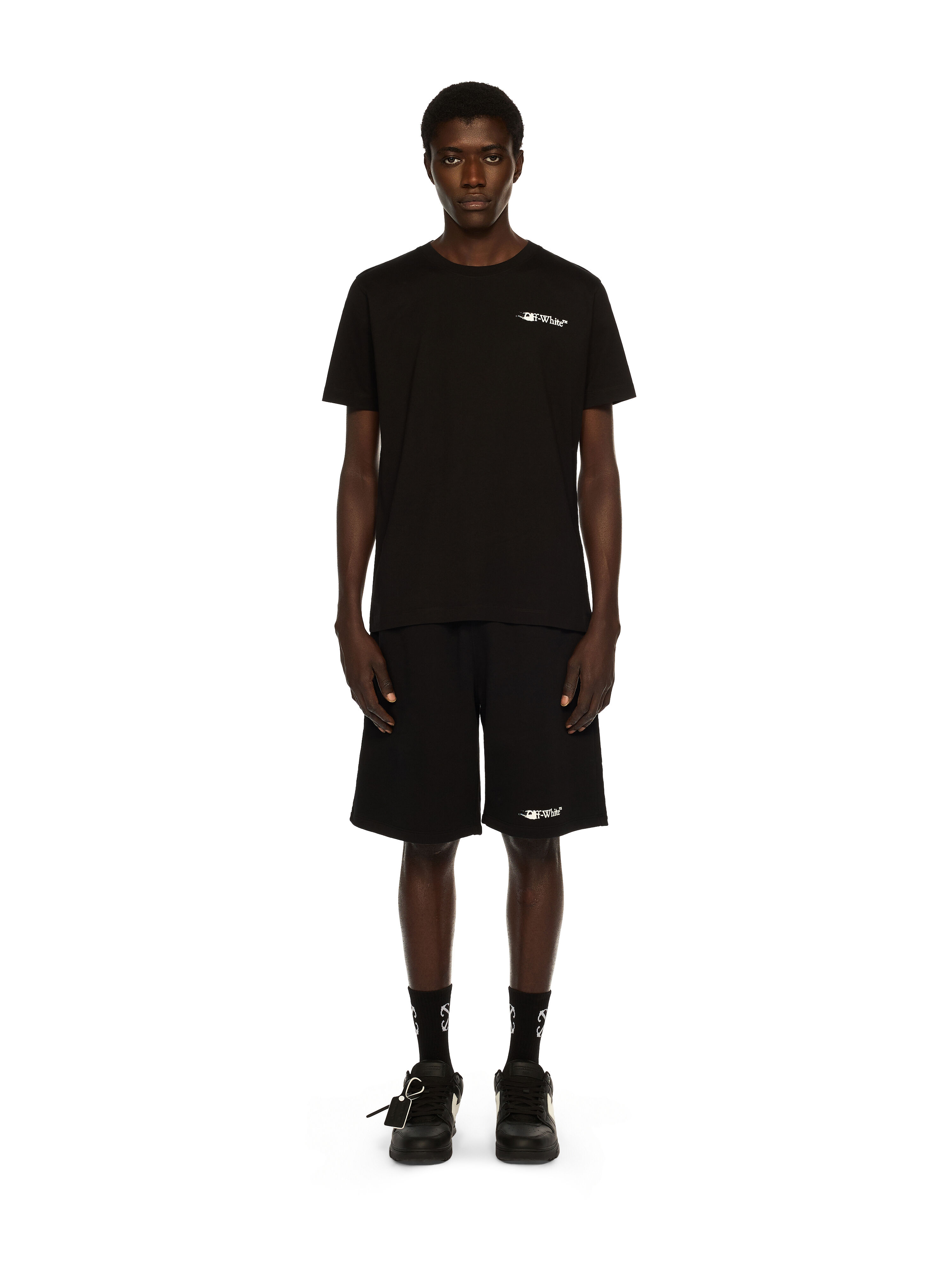 OFF WHITE Ink Arrow Skate Sweatshorts BLACK - WHITE OMCI013F25FLE004