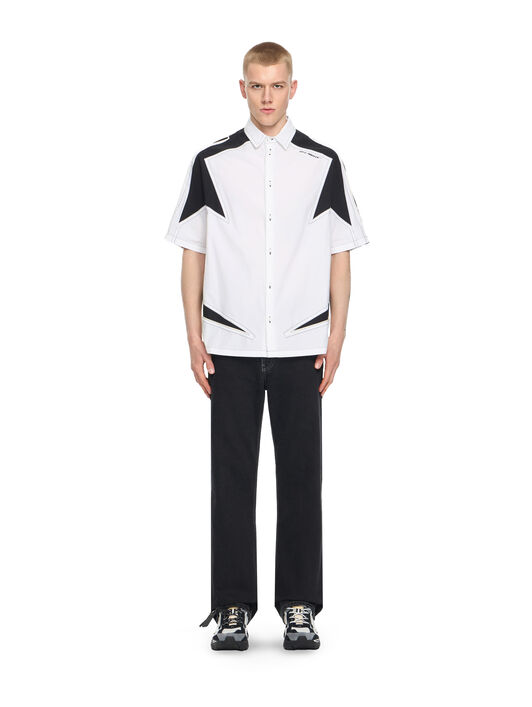 OFF WHITE Race Logo Star Bowling Shirt WHITE 44XGG01HS26F001