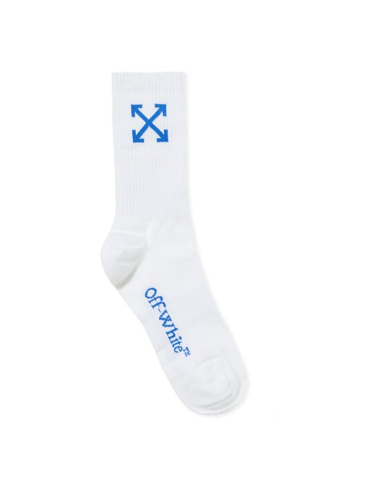 OFF WHITE Arrow Mid Calf Socks WHITE - NAVY BLUE OMRA080F25KNI001