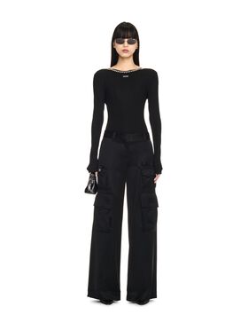 OFF WHITE Light Rib Emb 20S L/S Top BLACK OWAD259F24JER001