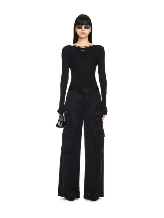 OFF WHITE Light Rib Emb 20S L/S Top BLACK OWAD259F24JER001