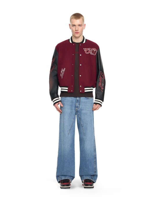 AC Milan X Off-White™ Varsity Jacket OFF WHITE AC Milan X Off-White™ Varsity Jacket BLACK RED 44MEA305G25F002