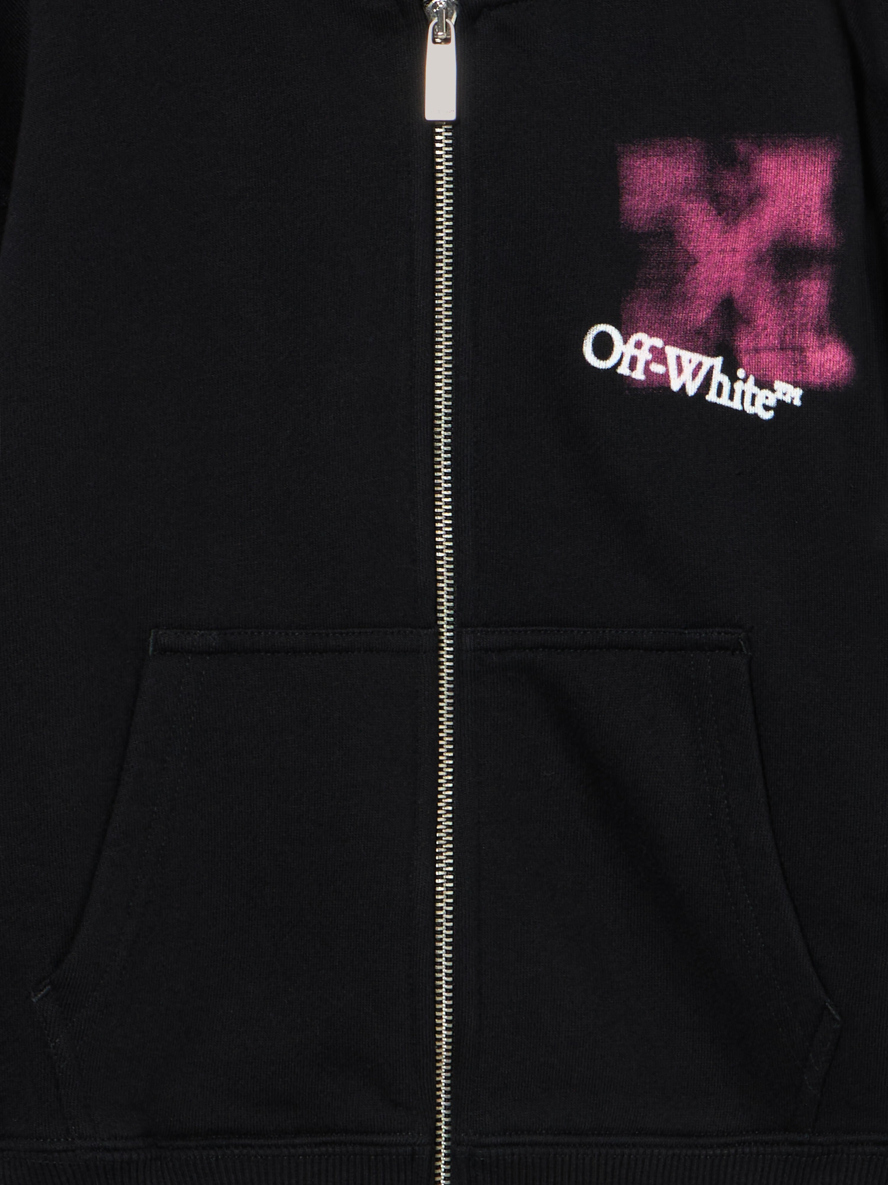 OFF WHITE Arrow Spray Hoodie Zip Up BLACK - FUCHSIA OGBE001F25FLE001