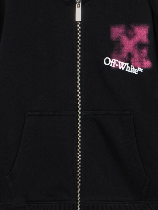 Arrow Spray Hoodie Zip Up OFF WHITE Arrow Spray Hoodie Zip Up BLACK - FUCHSIA OGBE001F25FLE001
