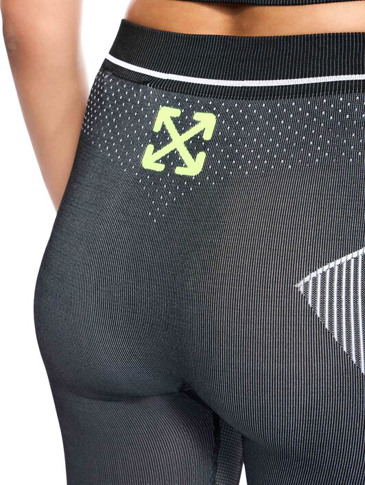 OFF WHITE Race Logo Arrow Seamless Leggings BLACK - LIME OWVV019F25KNI001