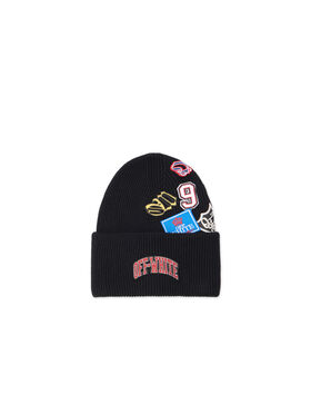 OFF WHITE Mix Logos Knit Beanie BLACK - MULTICOLOR OMLC030F25KNI001