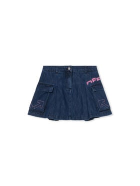 OFF WHITE Type Logo Denim Skirt INDIGO - FUCHSIA OGYF009F25DEN001