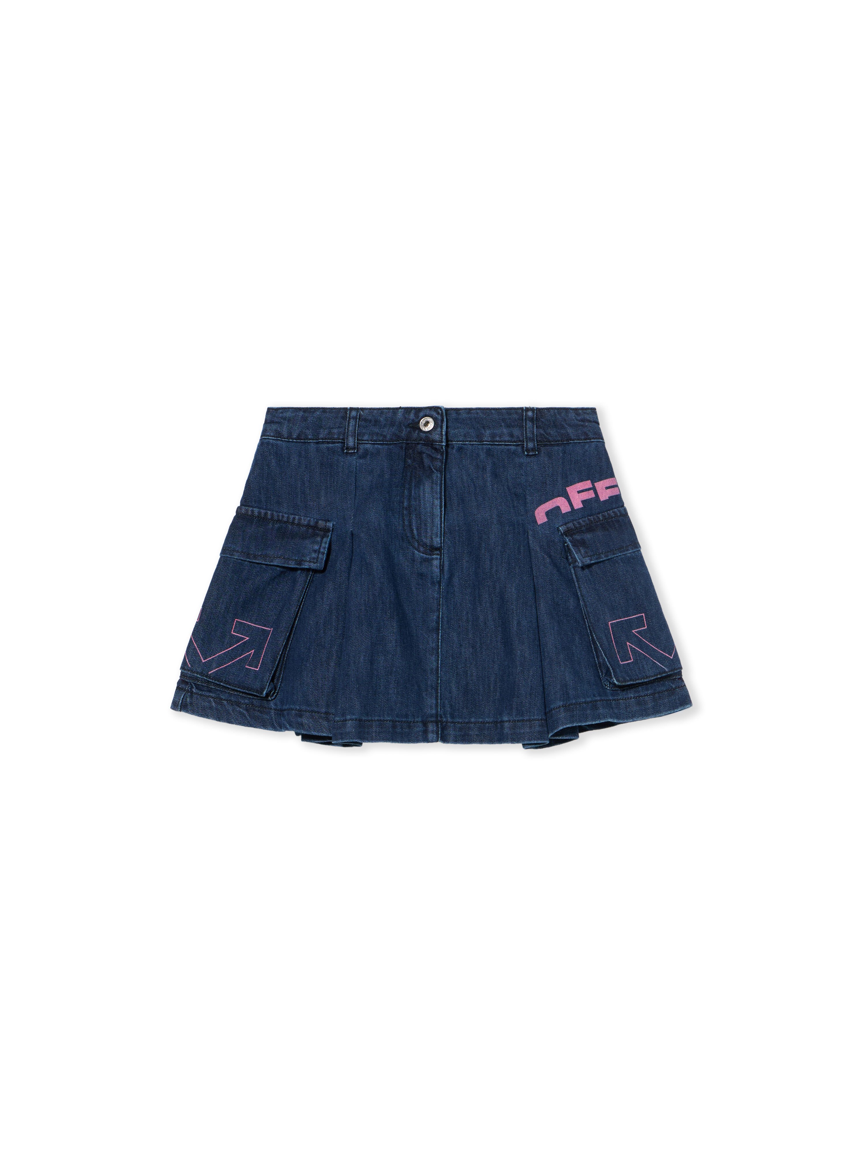 OFF WHITE Type Logo Denim Skirt INDIGO - FUCHSIA OGYF009F25DEN001