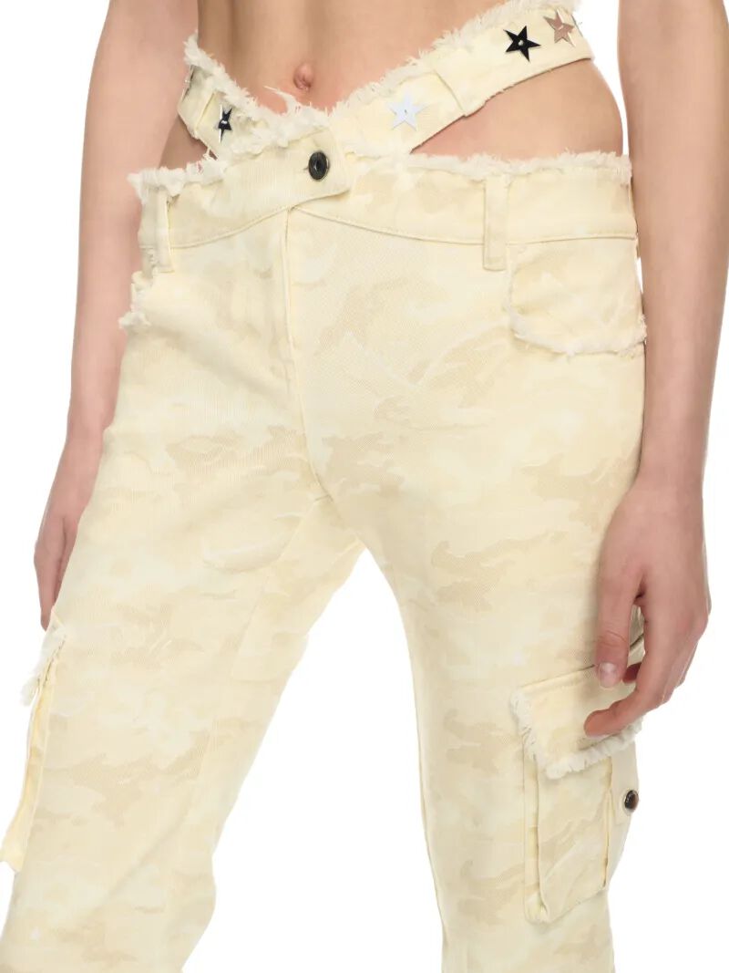 OFF WHITE Cremefarbene Camouflage Crossover Gürtelhose  OWCA18RZ25FAB001