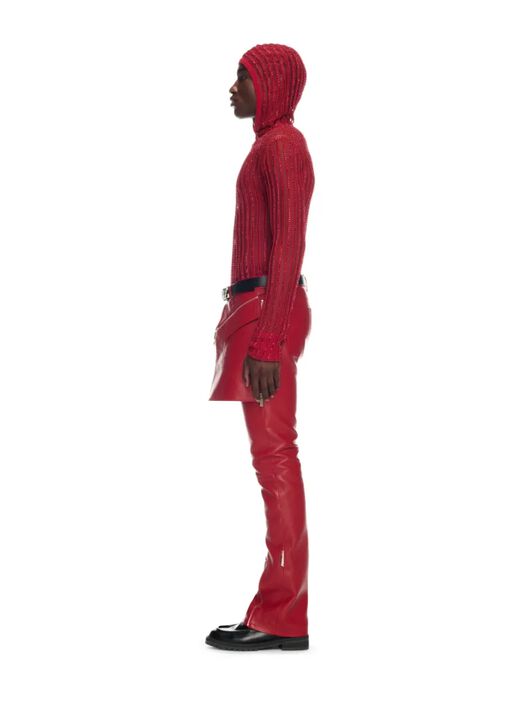 OFF WHITE Crystal Light Rib Knit Hoodie RED OMHU032Z25KNI001