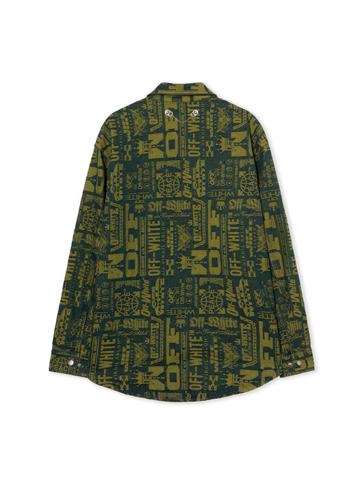 OFF WHITE MULTILOGO JACQ DENIM SHIRT MULTILOGO - GREEN MOSS OMYD05RF25DEN001