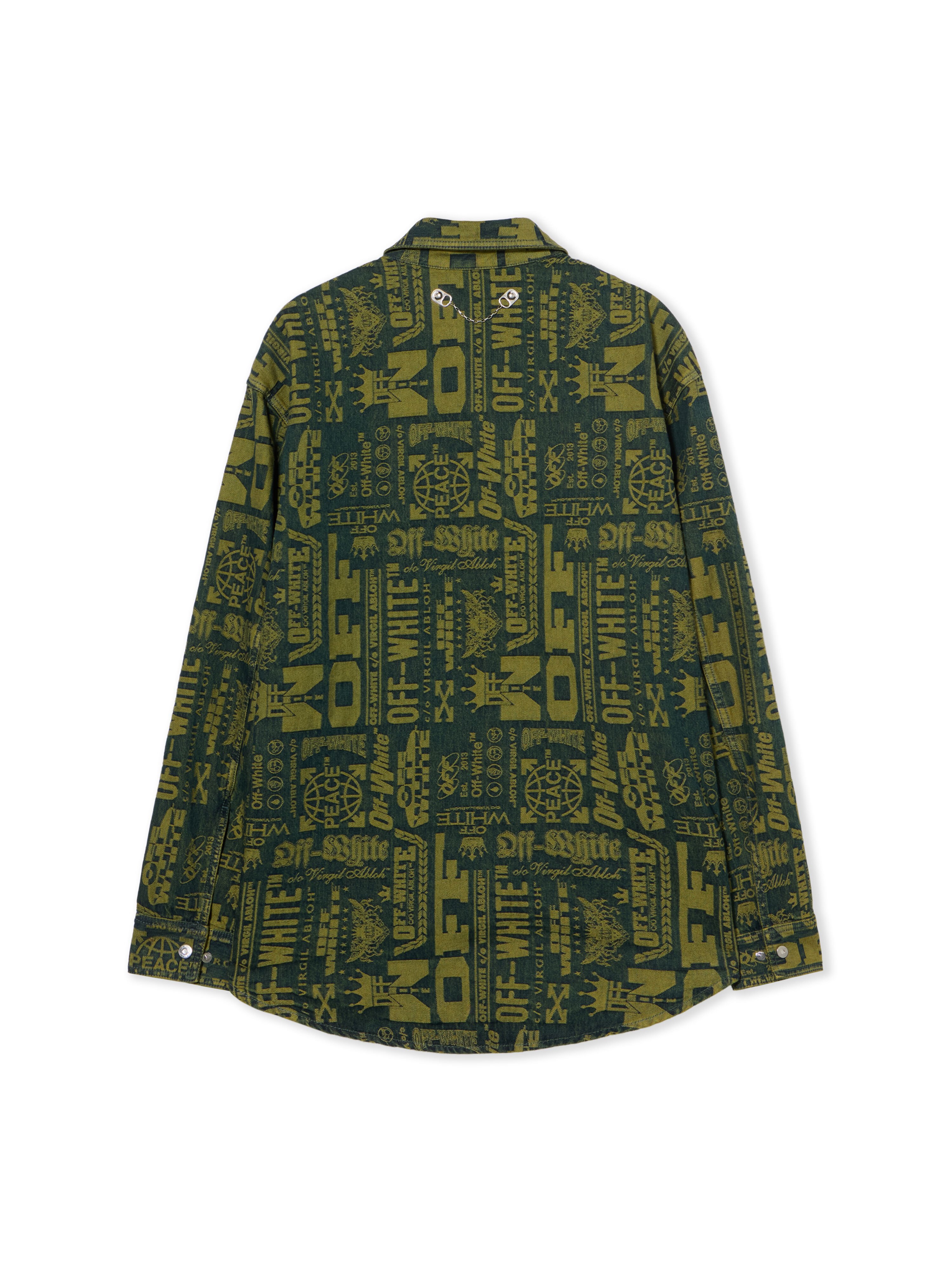OFF WHITE MULTILOGO JACQ DENIM SHIRT MULTILOGO - GREEN MOSS OMYD05RF25DEN001