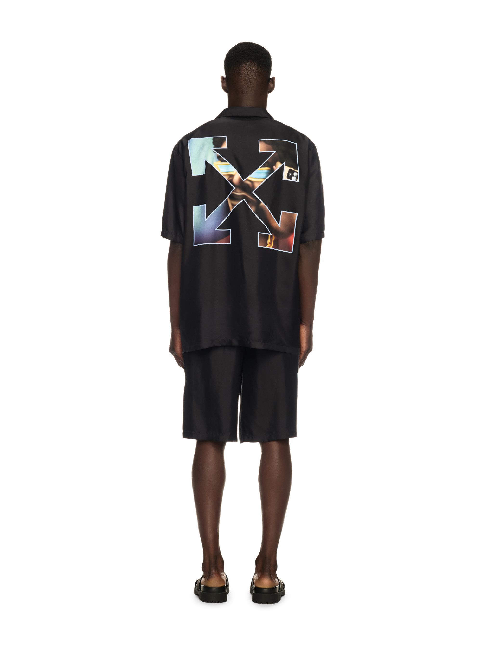 OFF WHITE Black Barber Arrow Silk Bowling Shirt BLACK OMGG013S25FAB009