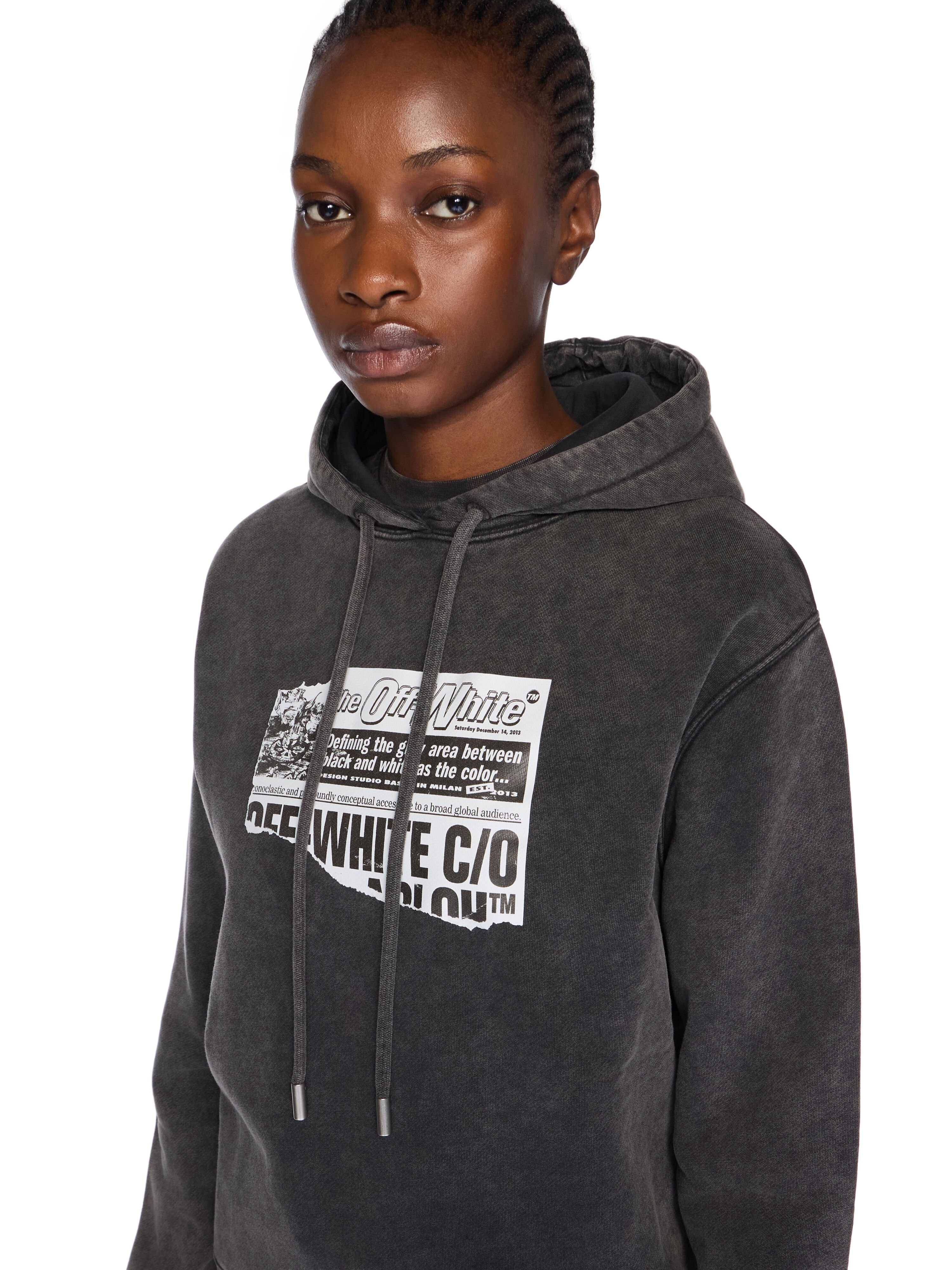 News Regular Logo Hoodie OFF WHITE News Regular Logo Hoodie MARBLE BLACK-BLACK OWBB035F25FLE005