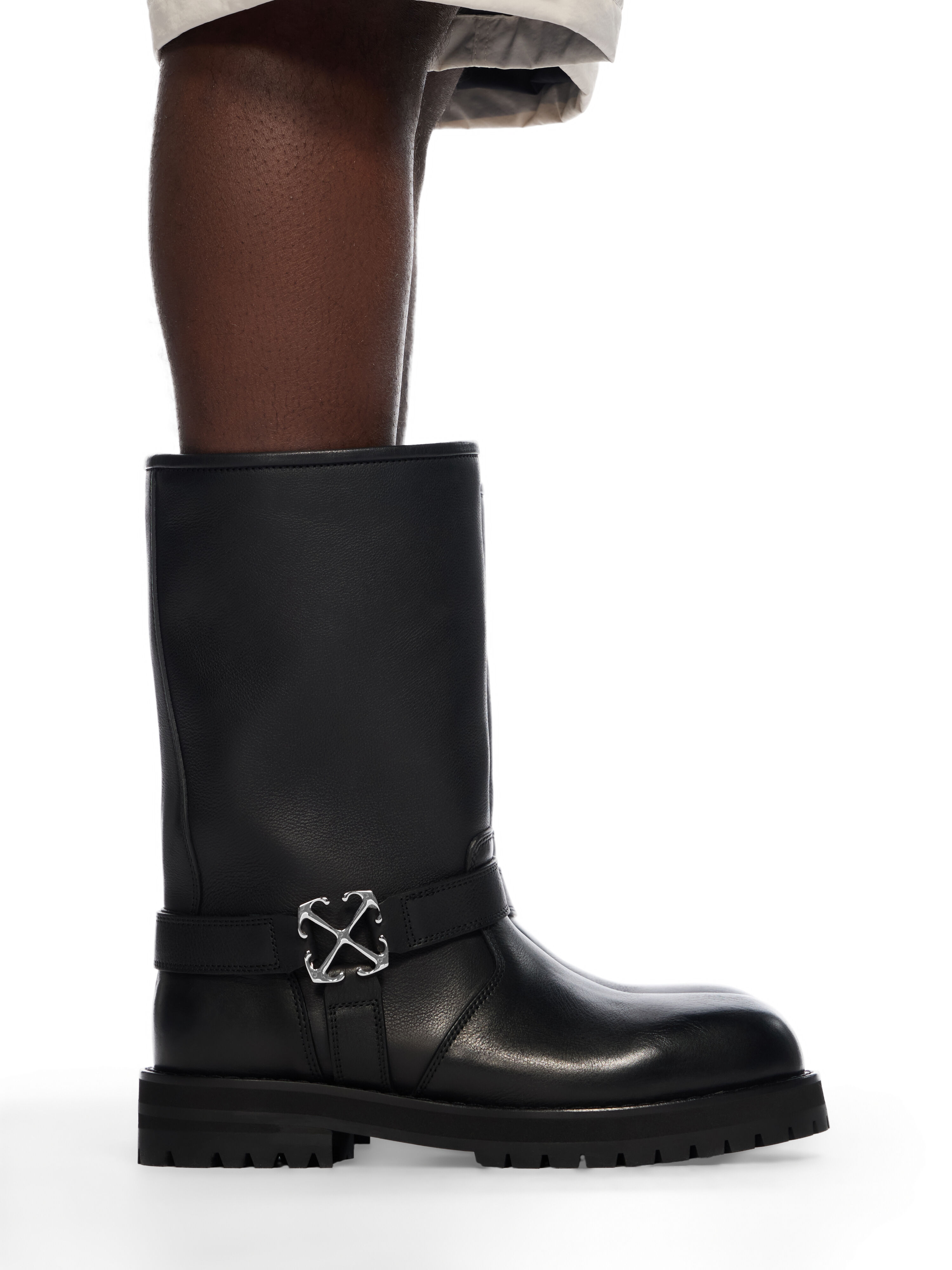OFF WHITE Off Track Leather Boots BLACK - SILVER OMIE00EC99LEA001