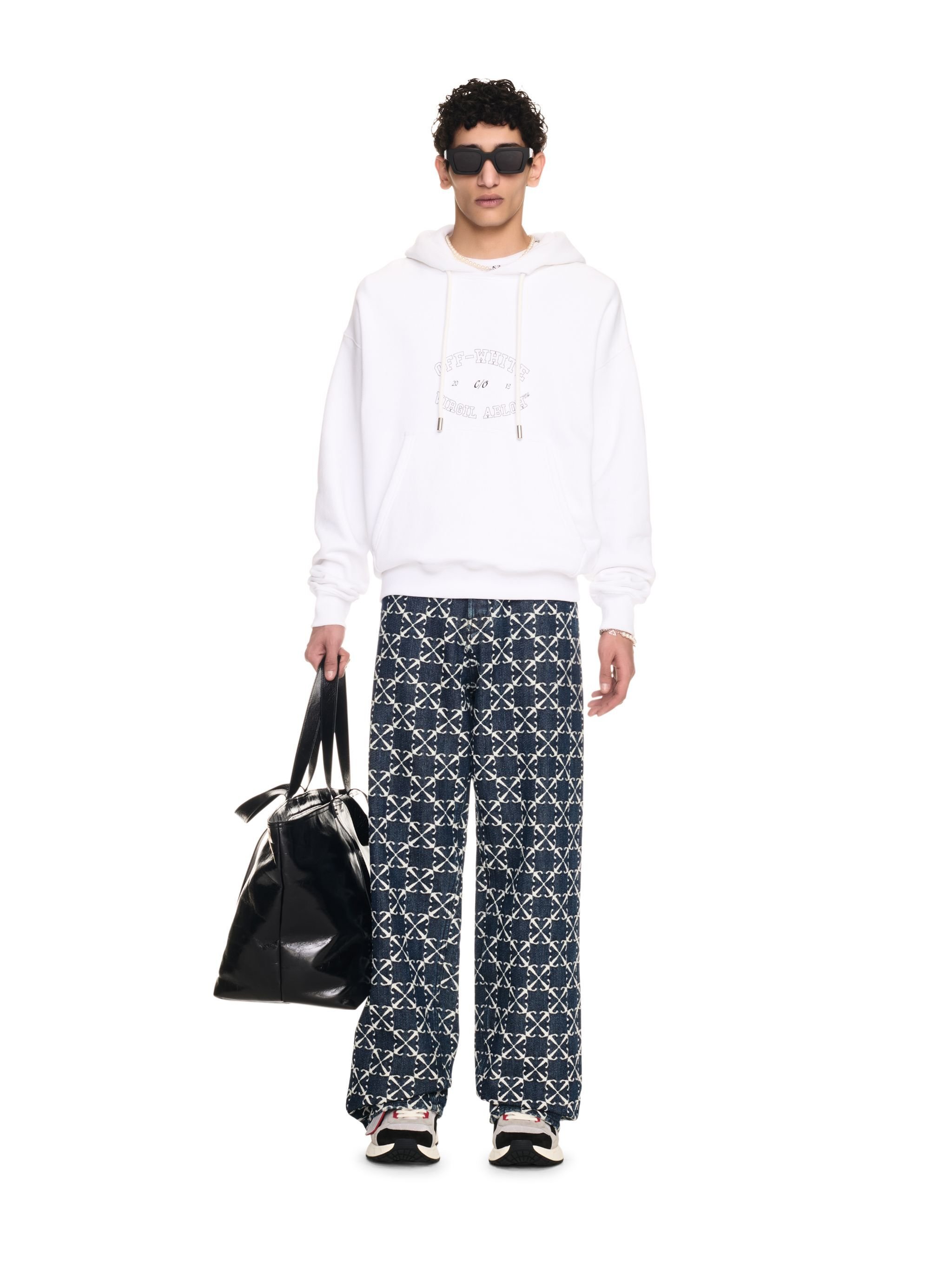 OFF WHITE College Skate Hoodie WHITE OMBB085F24FLE00S