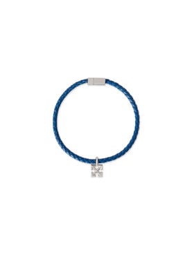 OFF WHITE Arrow Leather Bracelet NAVY BLUE - SILVER OMOA10NF25MET001