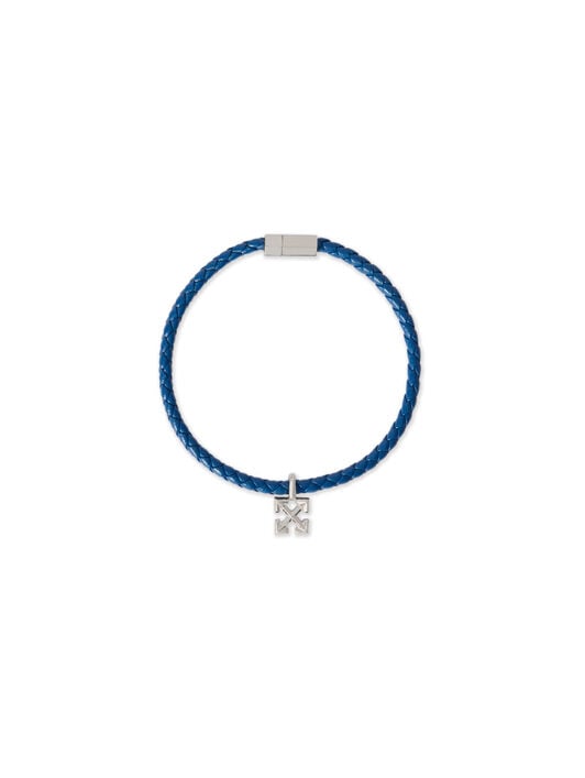 OFF WHITE Arrow Leather Bracelet NAVY BLUE - SILVER OMOA10NF25MET001