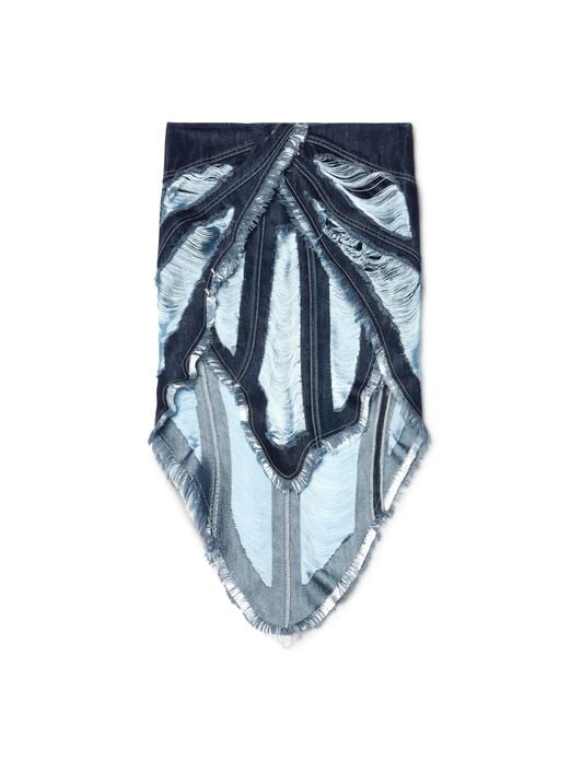 Shredded Denim Skirt OFF WHITE Shredded Denim Skirt BLUE OWYF02BW24DEN001