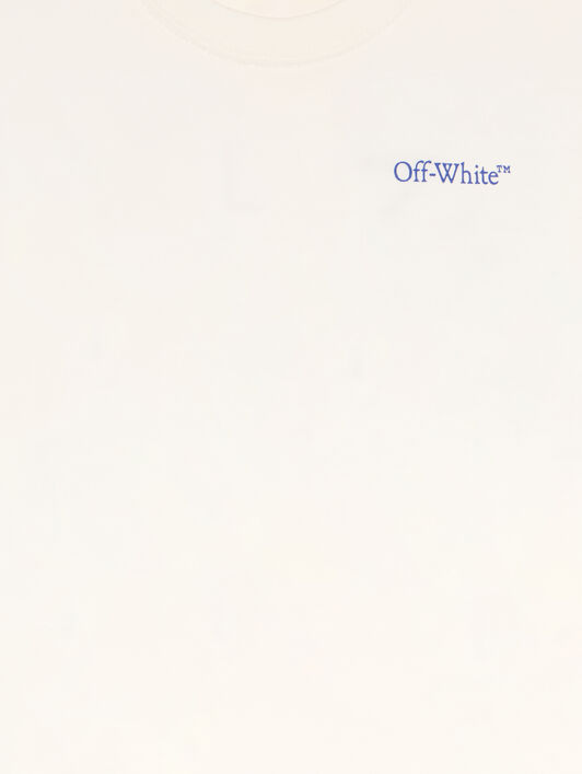 OFF WHITE Arrow Outline Flock Logo T-Shirt WHITE - BLUE OBAA002F25JER00D