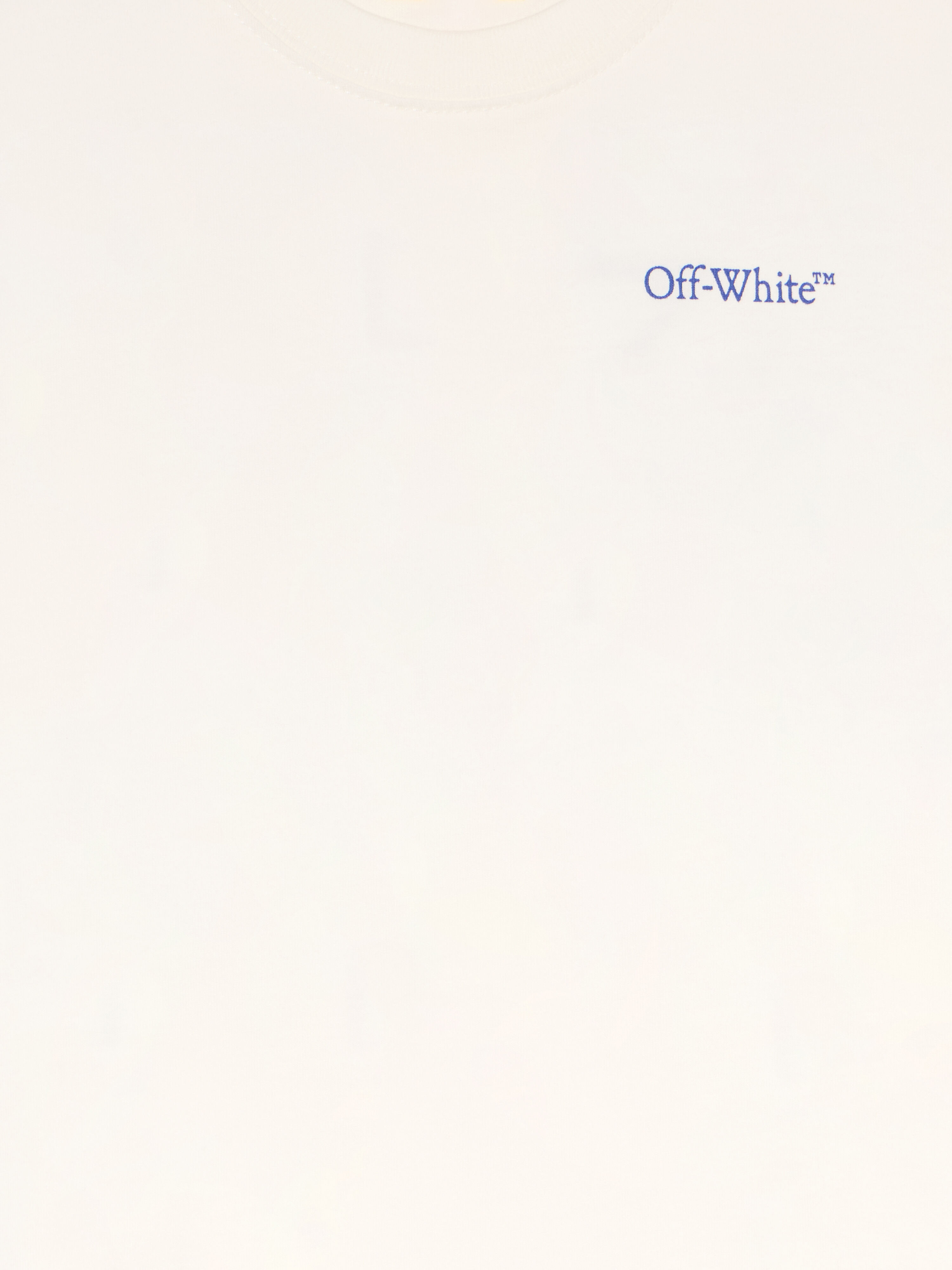 OFF WHITE Arrow Outline Flock Logo T-Shirt WHITE - BLUE OBAA002F25JER00D