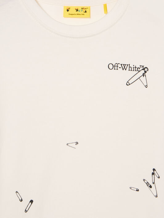 Safety Pins Graphic Logo T-Shirt OFF WHITE Safety Pins Graphic Logo T-Shirt WHITE - BLACK OBAA002F25JER00H