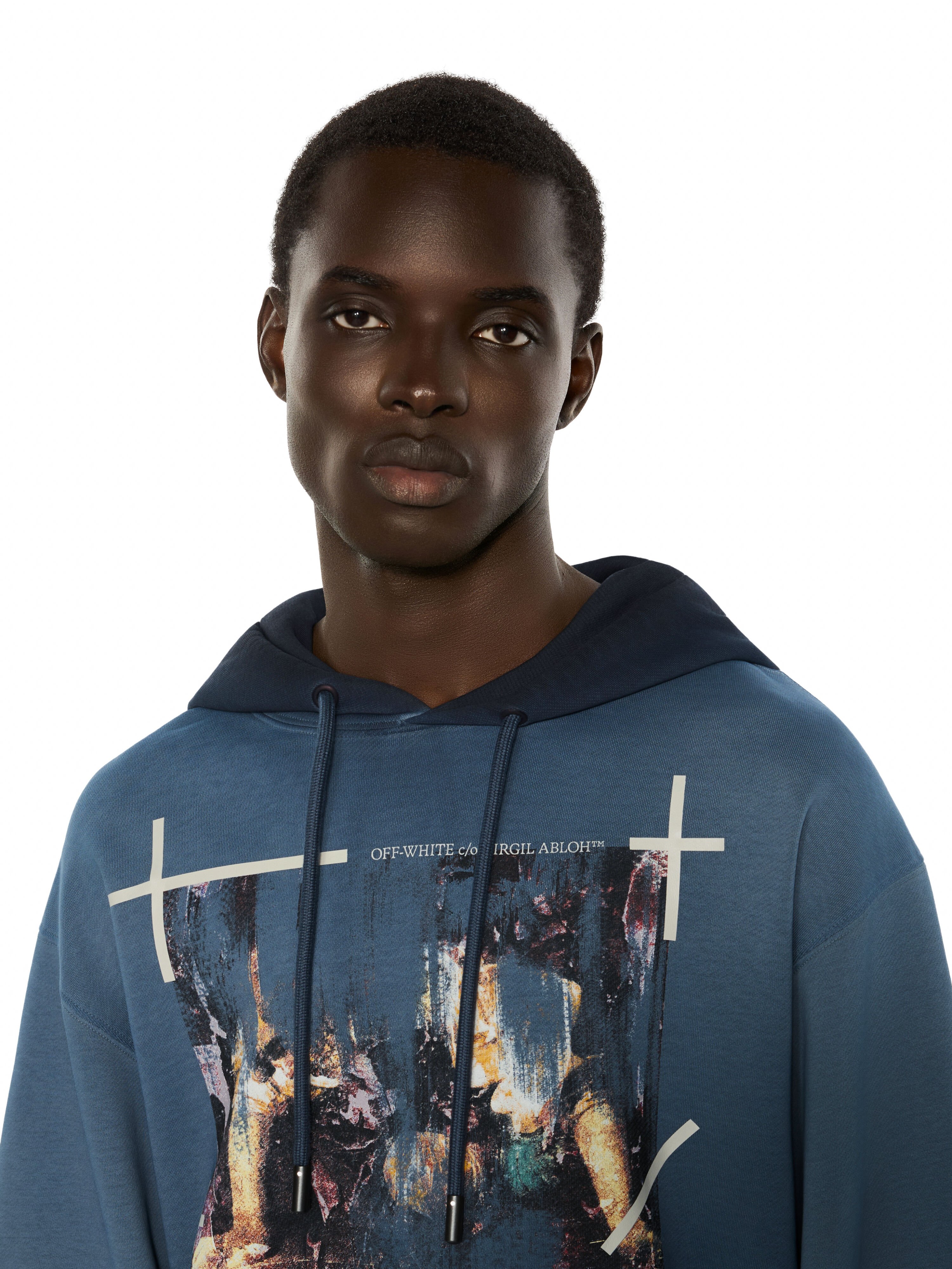OFF WHITE Ripped Narciso Regular Hoodie CLOUD BLU GRAPHITE 44MBB12NF26F00A