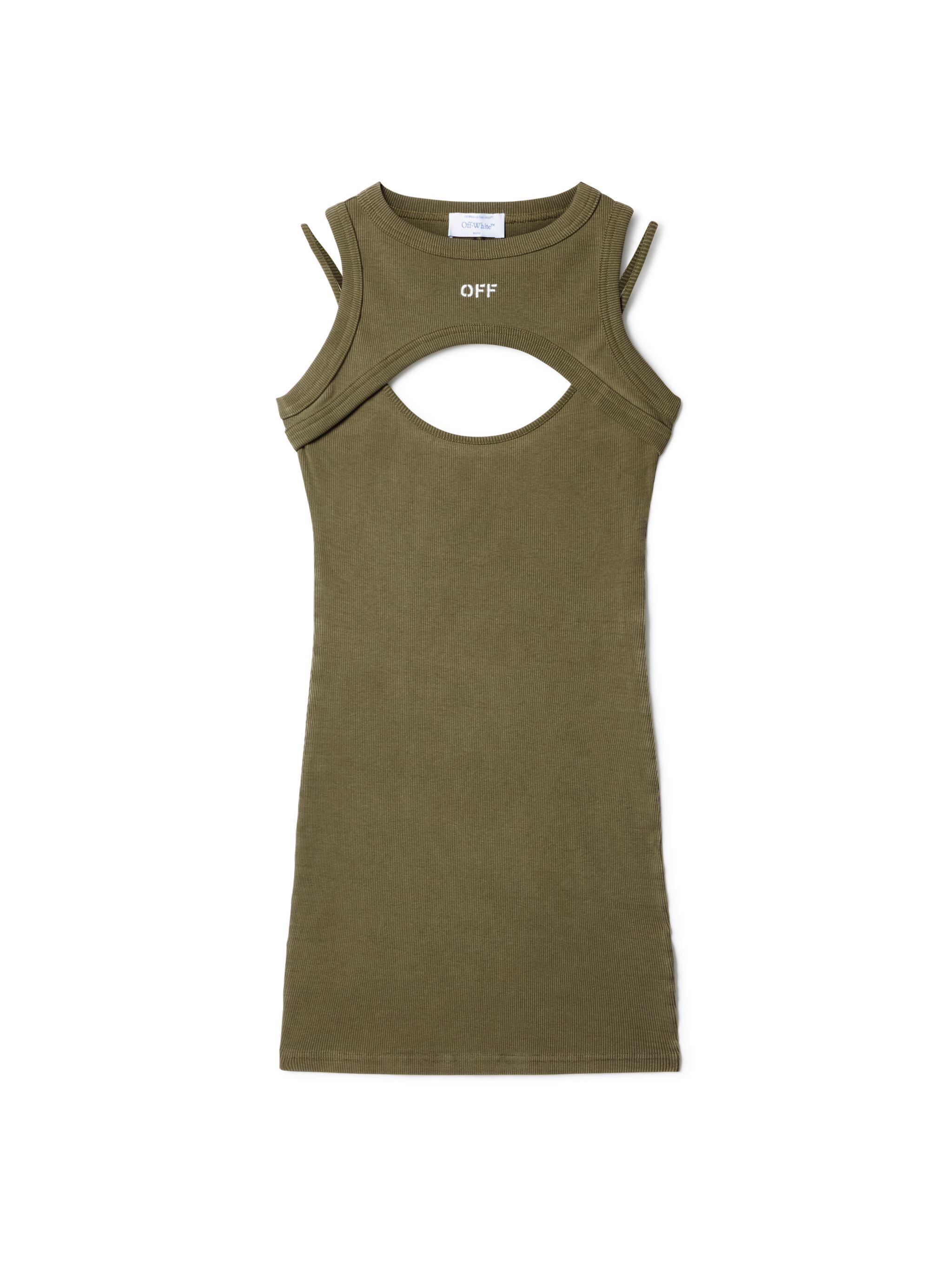 OFF WHITE Green Stamp Ribbed Cut-Out Dress GREEN OWDB496S25JER002