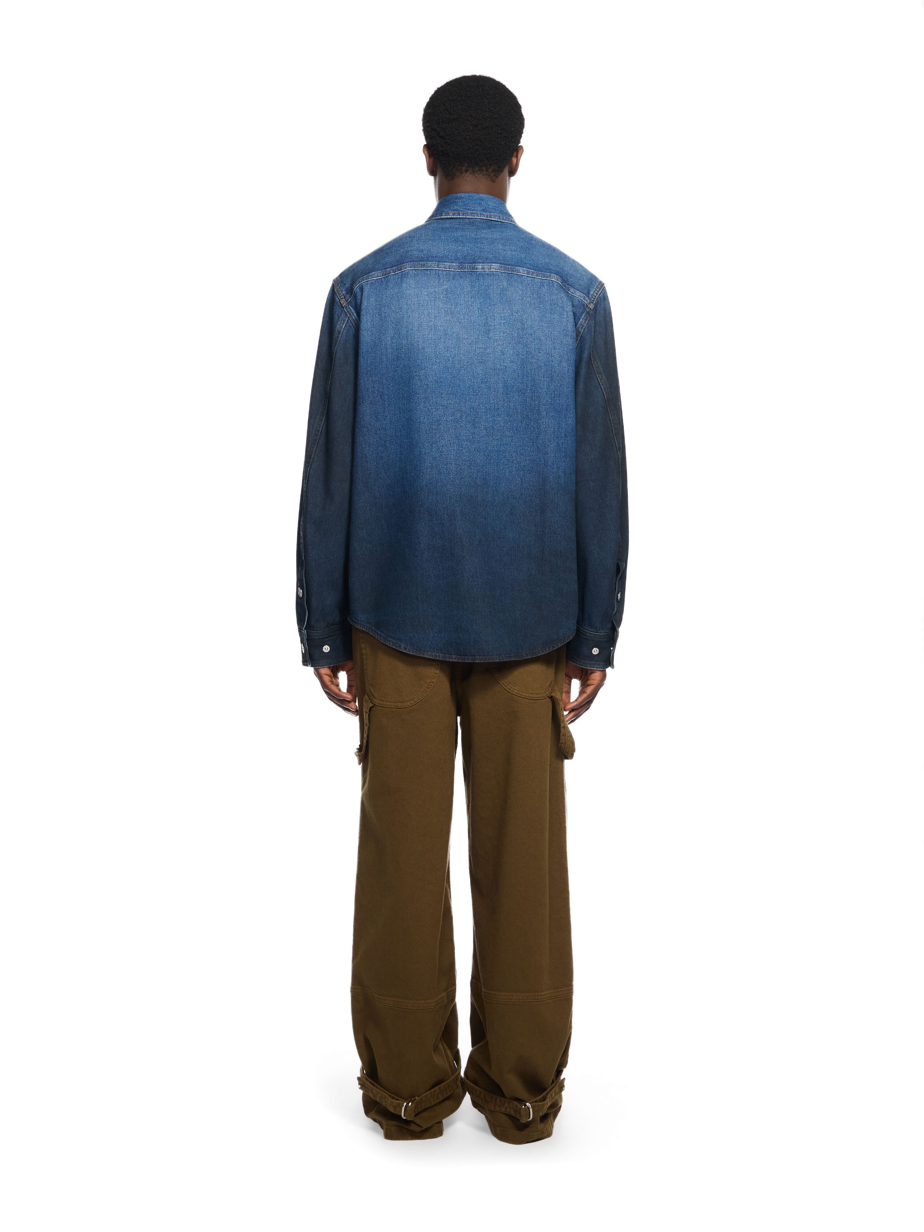 Spray Diagonal Denim Shirt OFF WHITE Spray Diagonal Denim Shirt MEDIUM BLUE - BLACK OMYD05NF25DEN001