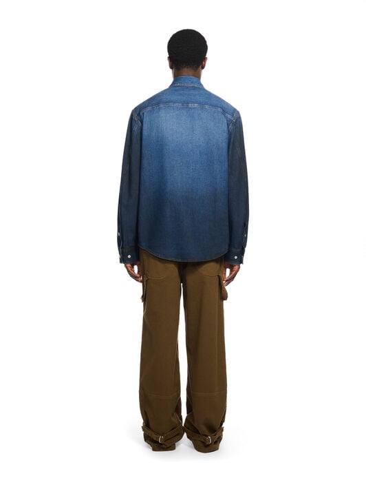 Spray Diagonal Denim Shirt OFF WHITE Spray Diagonal Denim Shirt MEDIUM BLUE - BLACK OMYD05NF25DEN001