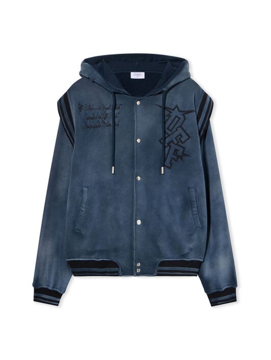 OFF WHITE Arrow Fleece Varsity Hoodie VINTAGE DARK SAPPHIRE - VINTAGE DARK SAP OMEK003F25FLE002