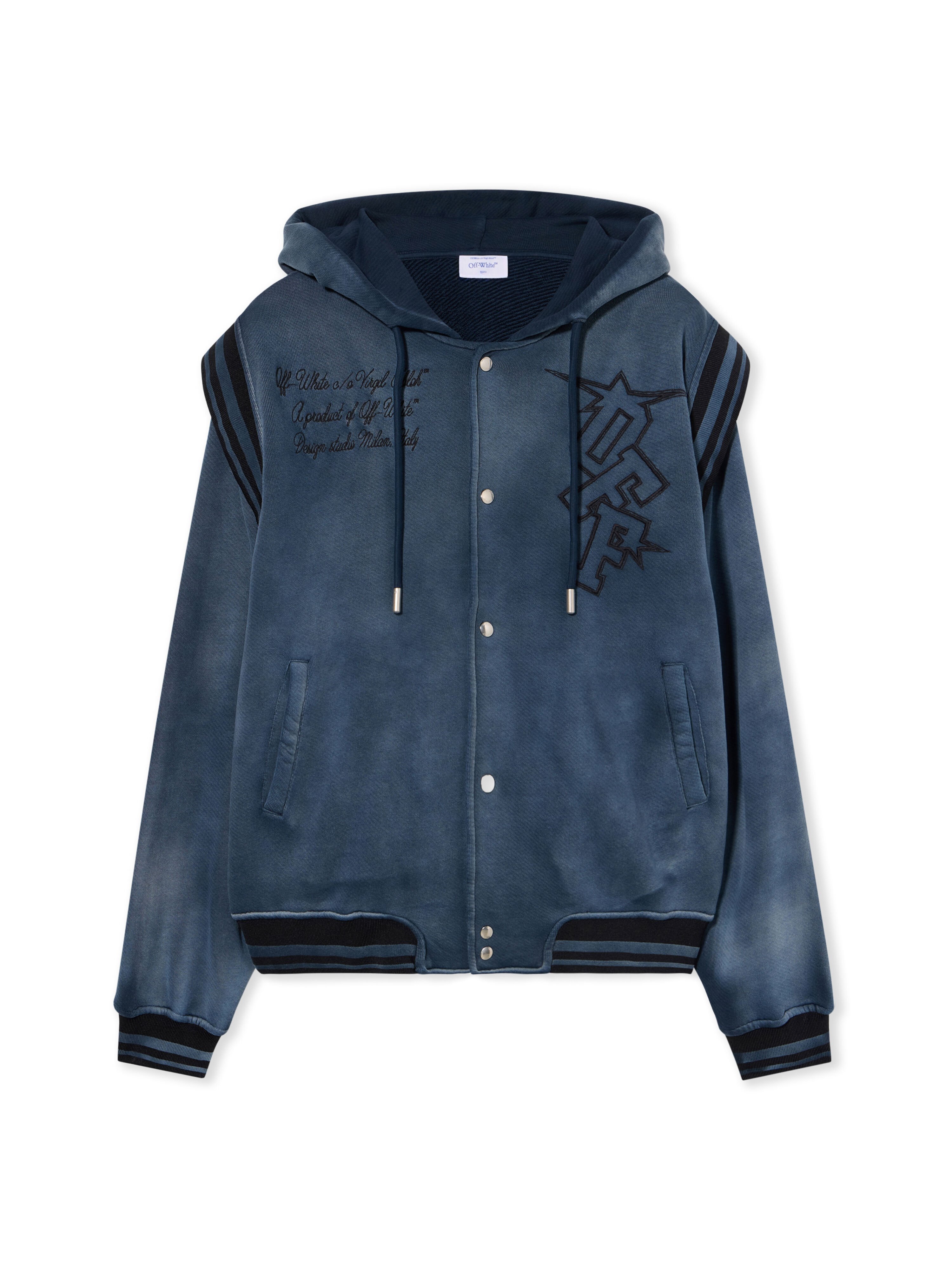 OFF WHITE Arrow Fleece Varsity Hoodie VINTAGE DARK SAPPHIRE - VINTAGE DARK SAP OMEK003F25FLE002