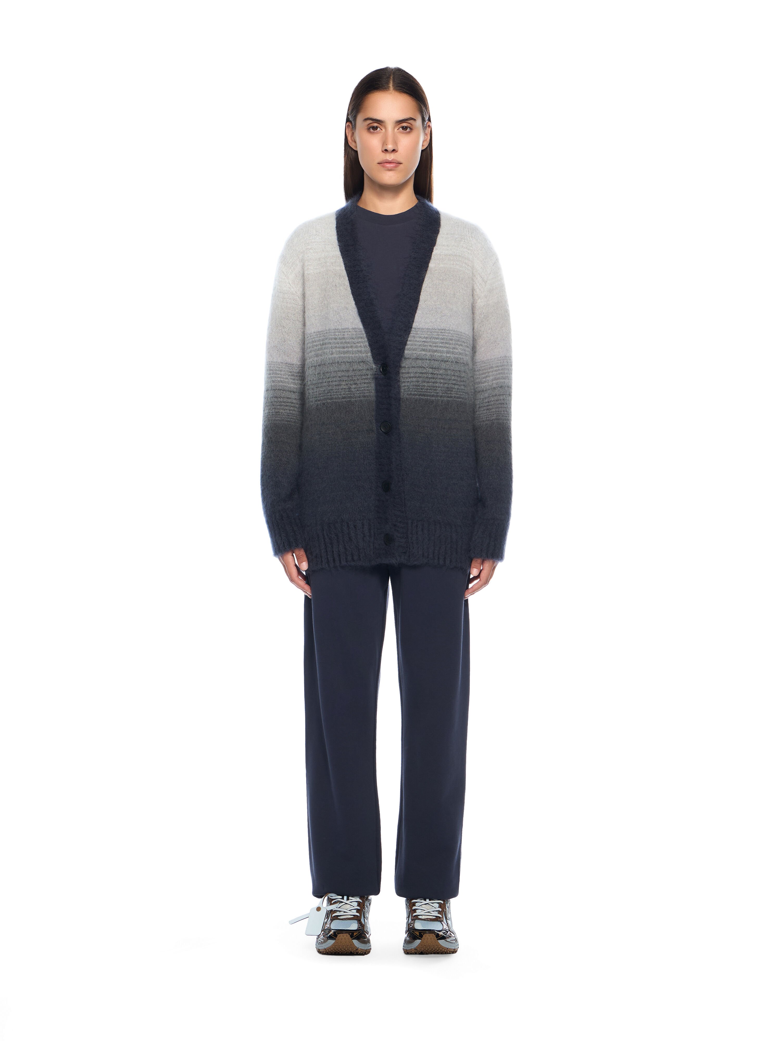 OFF WHITE Mohair Arrow Degrade Cardigan BLACKENED PEARL-WHITE OWHB04KF25KNI001
