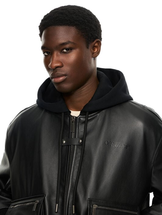 OFF WHITE Book Fleece Hoodie Lea Bomber BLACK 44XJA13SS26L001