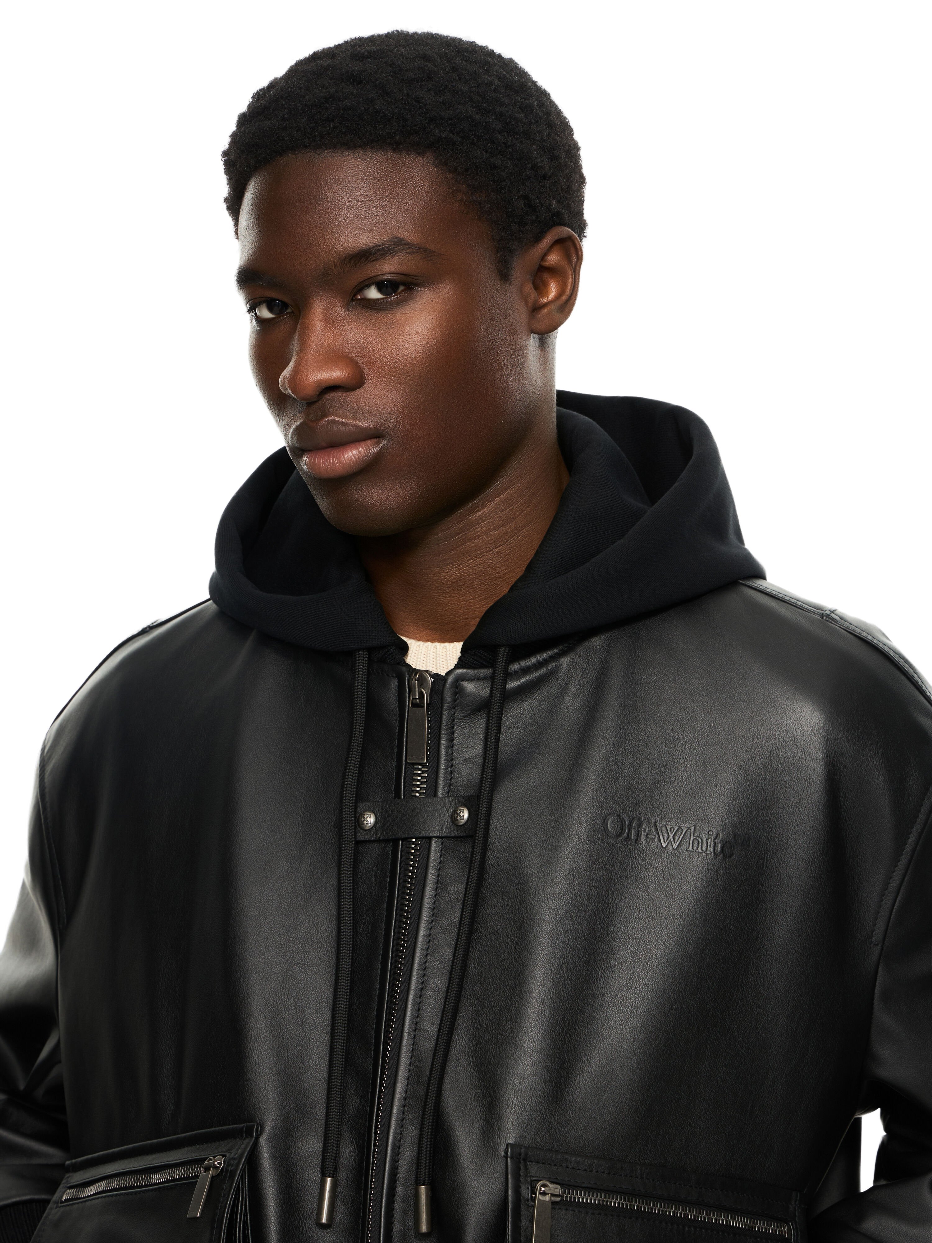 OFF WHITE Book Fleece Hoodie Lea Bomber BLACK 44XJA13SS26L001